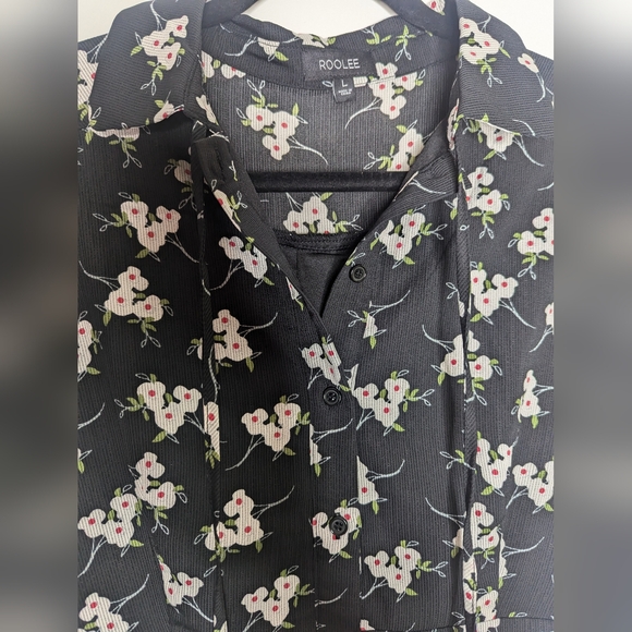 Roolee Black Floral Midi Dress Large - Picture 2 of 6